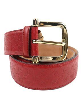 Gucci Micro Guccissima Leather Belt Red Gold